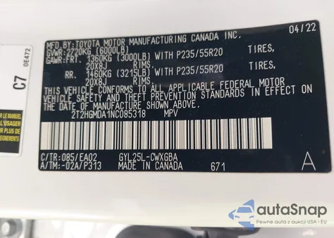 2022 Lexus Rx 450H from USA, damaged, VIN 2T2HGMDA1NC085318